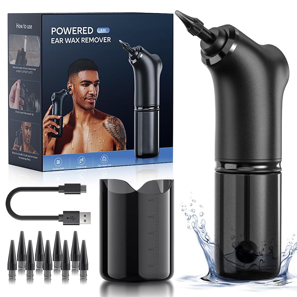 HANNEA Electric Ear Wax Removal Machine Ear Canal Irrigator Cleaner with 4 Switchable Modes USB Cordless Electric Ear Wax Cleaning Kit with 10 Nozzles Safe Ear Wax Removal Machine for Adults & Kids HANNEA Electric Ear Wax Removal Machine Ear Canal Irrigator Cleaner with 4 Switchable Modes USB Cordless Electric Ear Wax Cleaning Kit with 10 Nozzles Safe Ear Wax Removal Machine for Adults & Kids